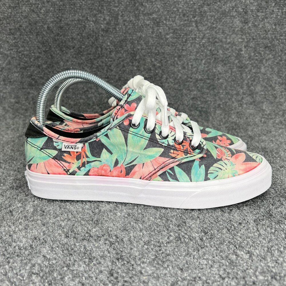 Vans Shoes Womens Size 8 Red Green Black Floral Print Low Athletic Skate Sneakes